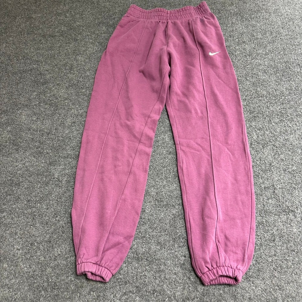 Nike Sweatpants Womens Size XS Pink Mauve Fleece Joggers Elastic Waist Athletic